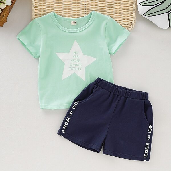 

Toddler Boys Letter Print Tee & Shorts