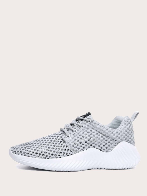 

Men Lace-up Front Mesh Sneakers, Grey