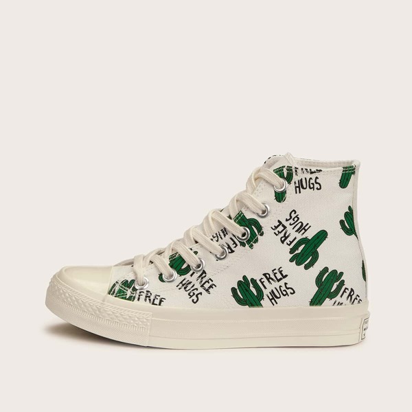 

Cactus Print Lace-up Front Sneakers