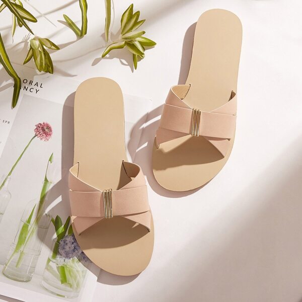 

Open Toe Cross Strap Sliders, Pink