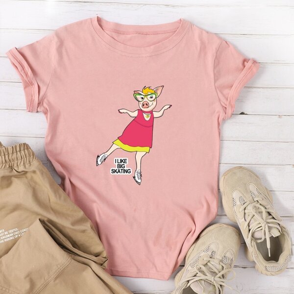 

Pig And Letter Print Tee