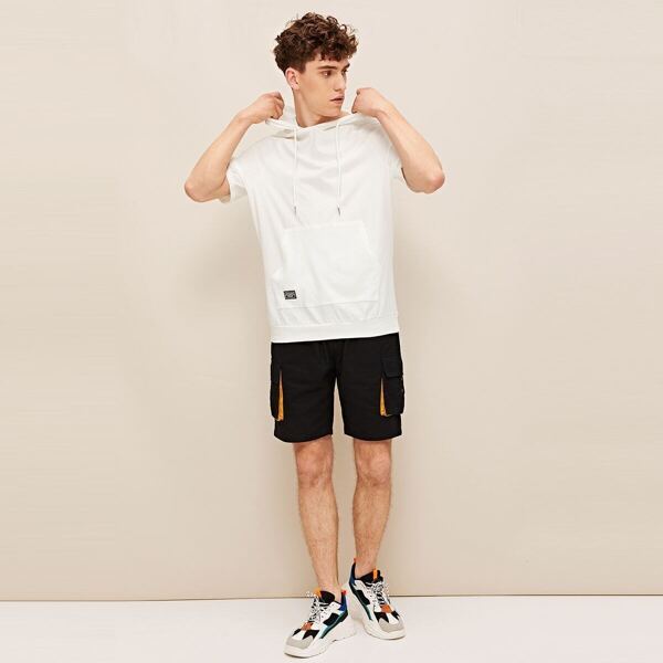 

Men Letter Patched Hoodie Tee