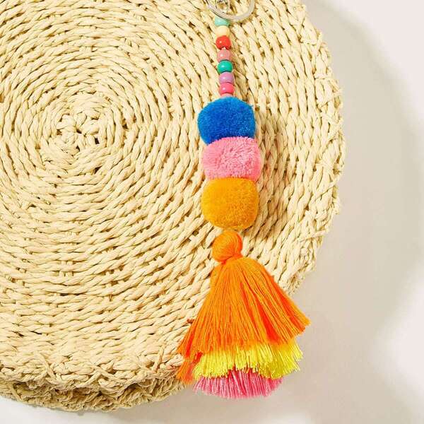 

Pom Pom Decor Tiered Layered Keychain