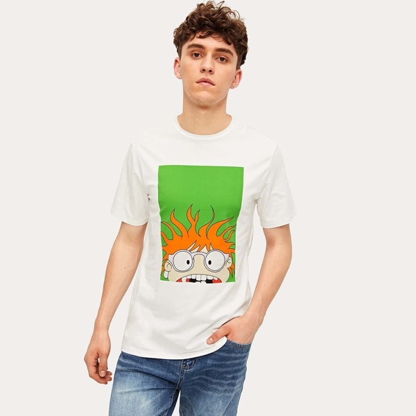 

Men Colorblock Cartoon Print Top
