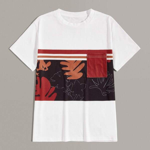 

Men Contrast Panel Pocket Front Tee