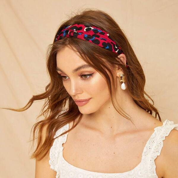 

Leopard Twist Elastic Headband, Multicolor
