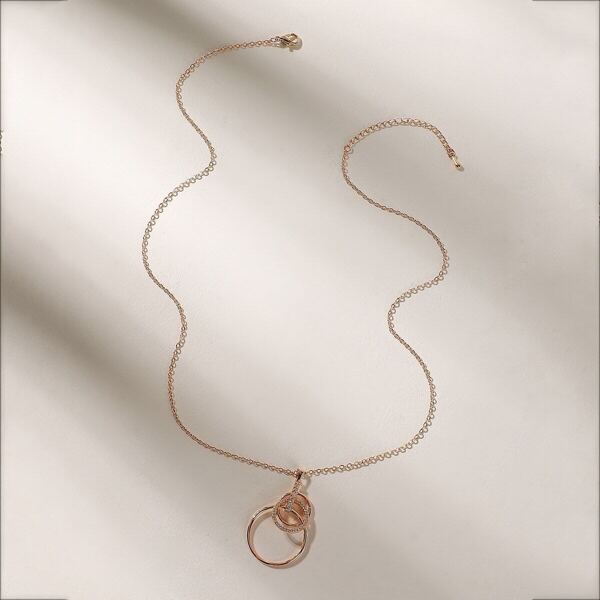 

Rhinestone Ring Pendant Chain Necklace 1pc