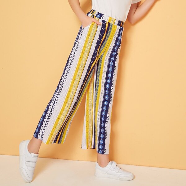 

Girls Tribal Print Pocket Side Palazzo Pants