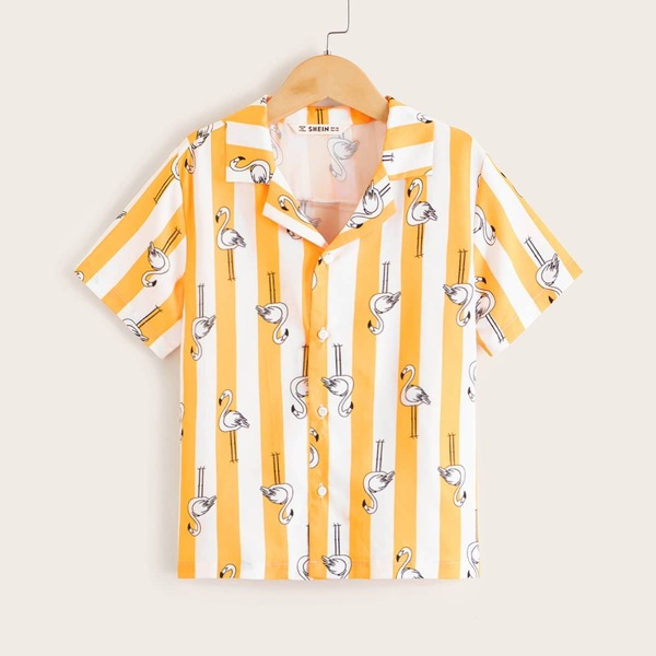 

Boys Two Tone Flamingo Print Shirt, Multicolor