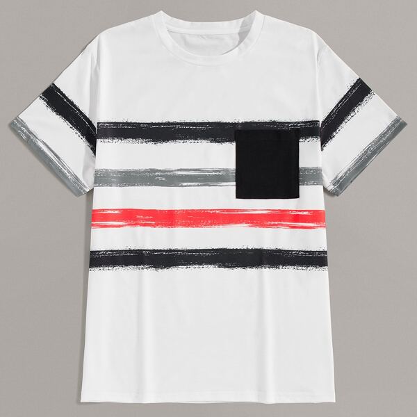 

Men Pocket Front Brush Print Tee
