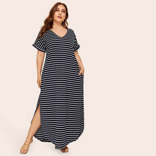 

Plus Striped Split Side Dress