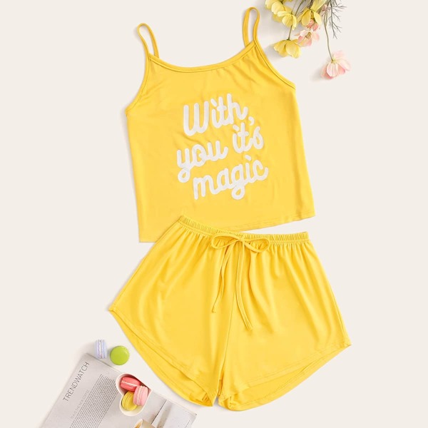 

Neon Yellow Sloan Print Cami Pajama Set