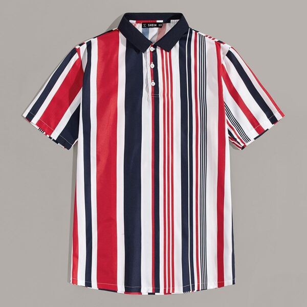 

Men Colorful Striped Polo Shirt, Multicolor