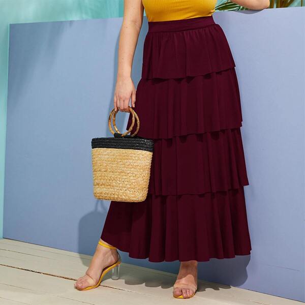 

Plus Layered Ruffle Hem Skirt