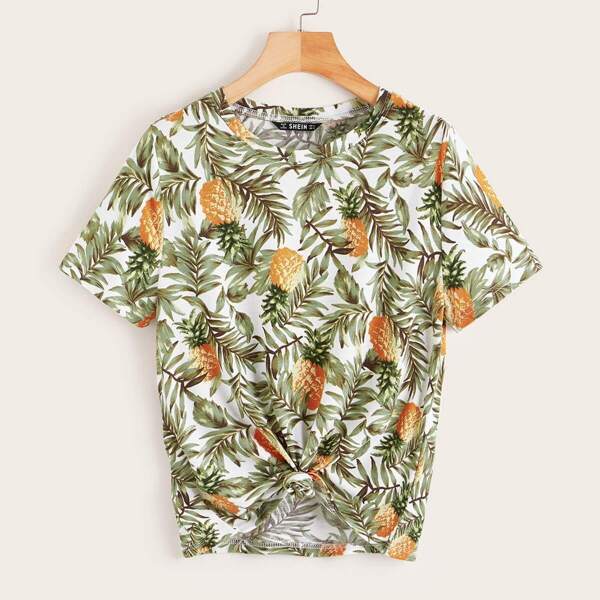 

Tropical and Pineapple Print Tee