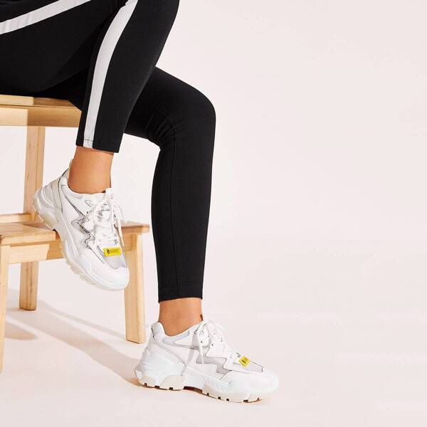 

Lace-up Front Chunky Sole Trainers, White