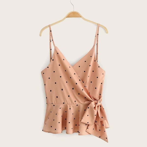 

Polka Dot Knot Side Wrap Cami Top