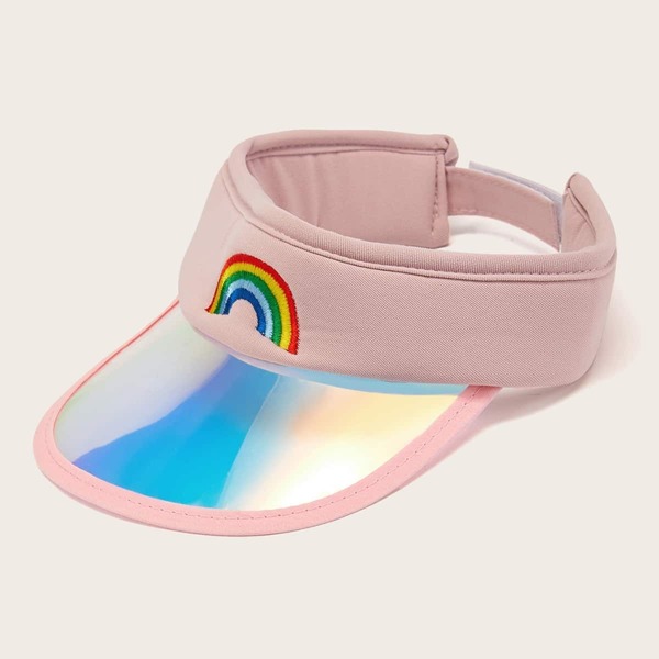 

Toddler Girls Rainbow Striped Embroidery Ombre Visor