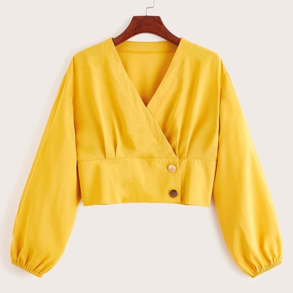 

Button Front Wrap Blouse