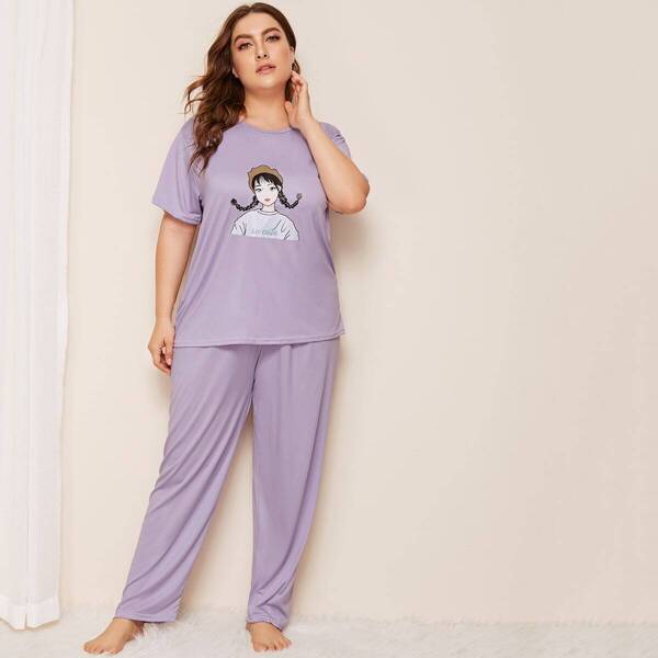 

Plus Figure Print Pajama Set