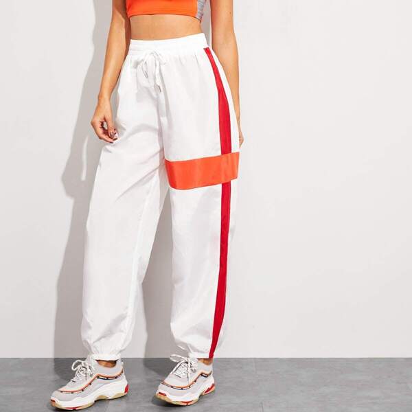 

Neon Panel Drawstring Waist Wind Pants