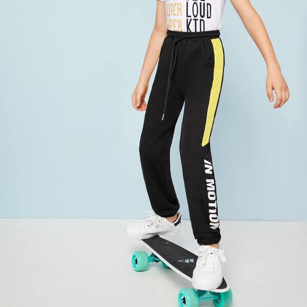 

Boys Letter Print Side Panel Drawstring Waist Sweatpants