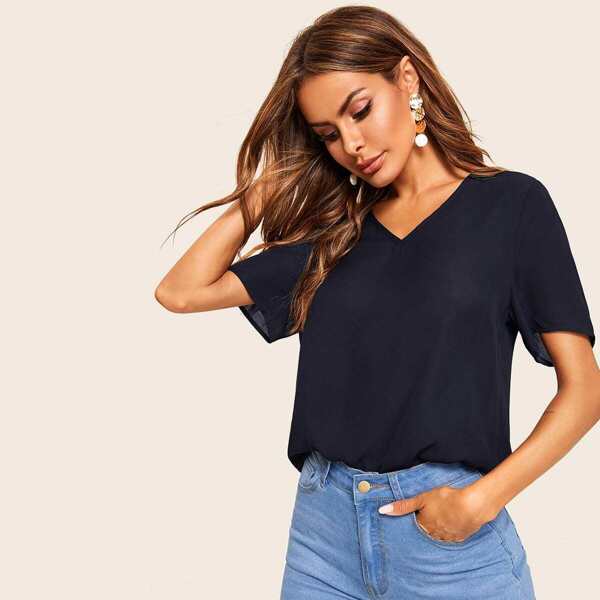 

Solid V-Neck Top