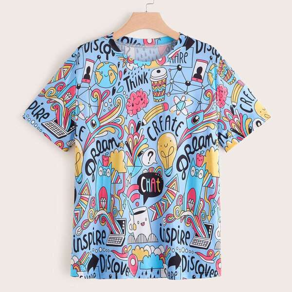 

Plus Cartoon Graphic Tee, Multicolor