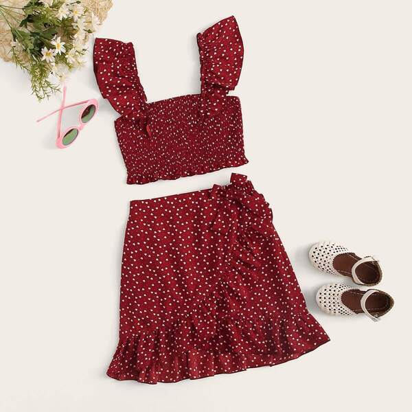 

Girls Confetti Heart Shirred Top and Wrap Skirt Set