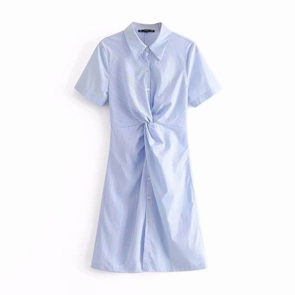 

Twist Striped Shirt Dress, Blue