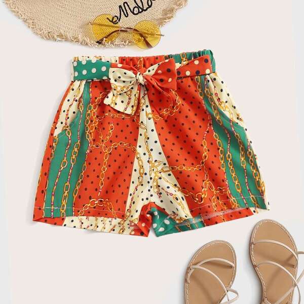 

Polka Dot Chain Print Shorts