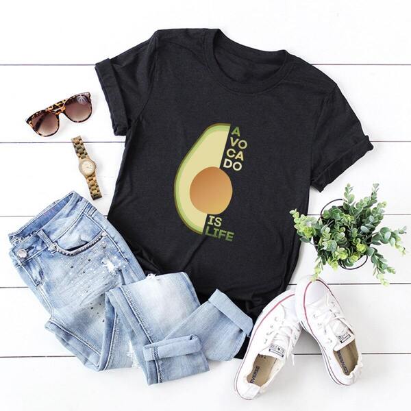 

Fruit And Letter Graphic Tee, Black