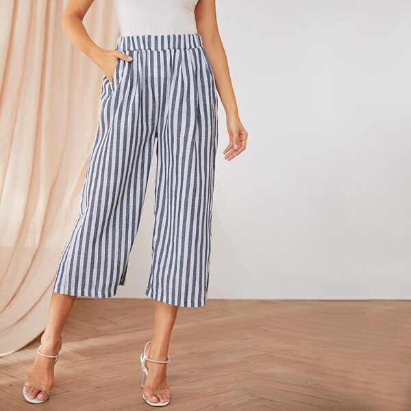 

Vertical Striped Wide Leg Pants