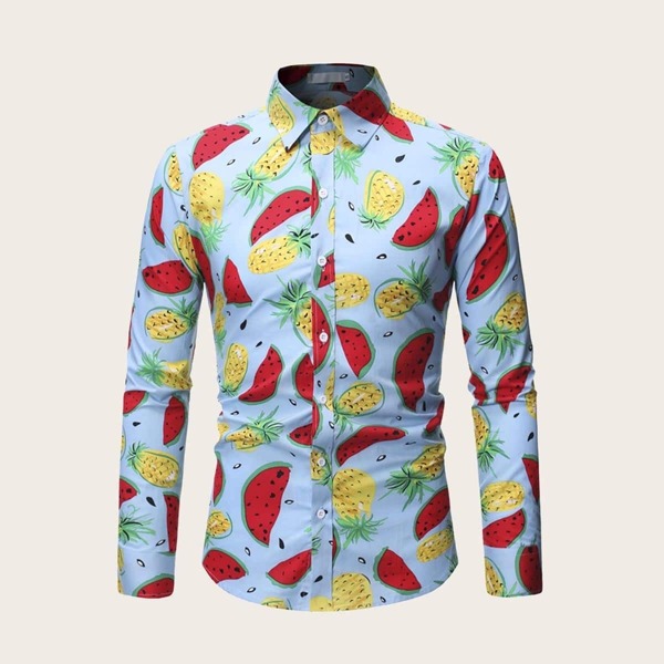 

Men Pineapple & Watermelon Print Shirt, Multicolor