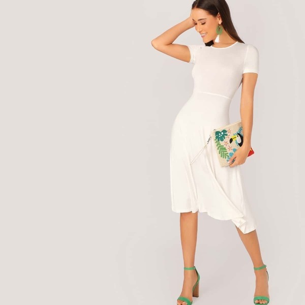 

Solid Fit and Flare Dress