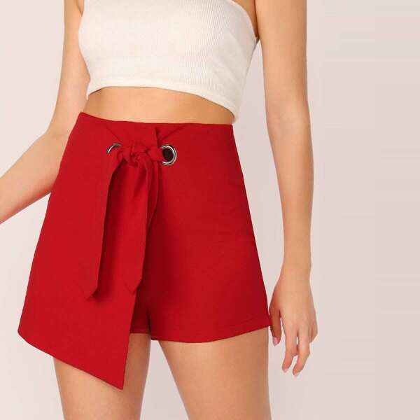 

Zipper Fly O-Ring Knot Asymmetrical Skort
