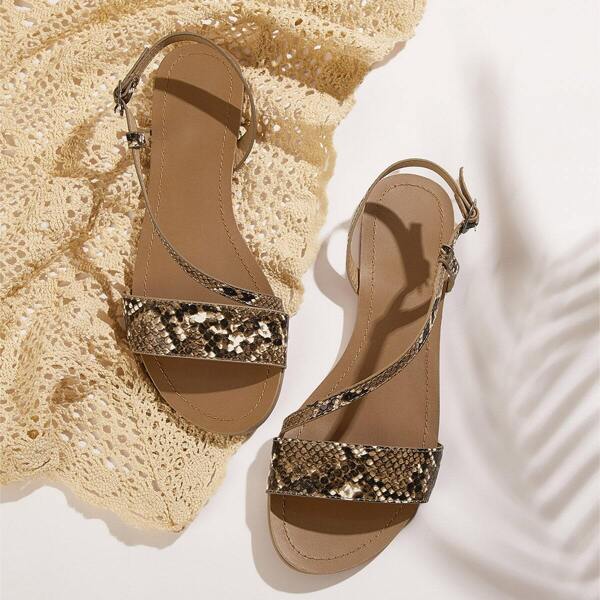 

Snakeskin Print Open Toe Sandals