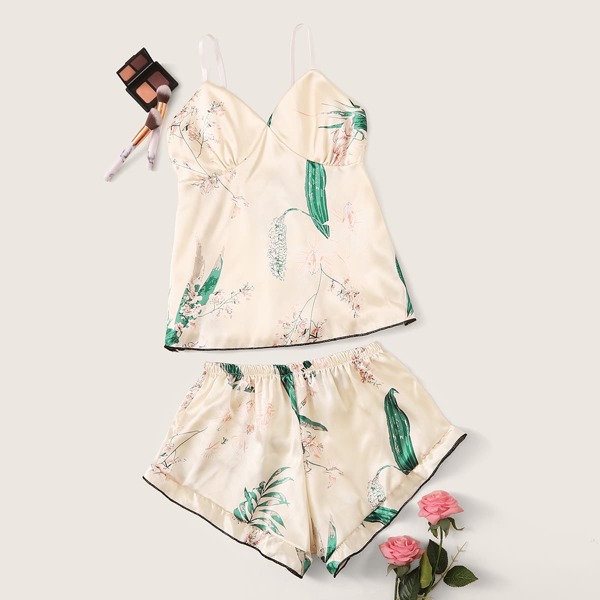 

Floral Print Satin Cami With Shorts