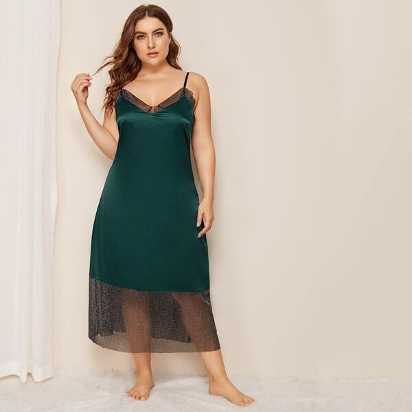 

Plus Contrast Mesh Night Dress