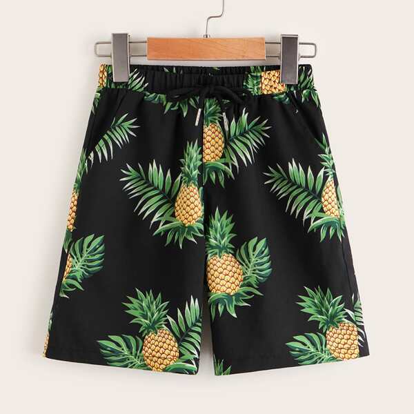 

Boys Slant Pocket Pineapple Print Shorts