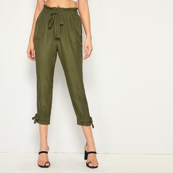 

Paperbag Waist Pocket Patched Drawstring Hem Pants