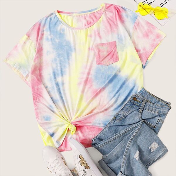 

Plus Tie Dye Pocket Patched Tee
