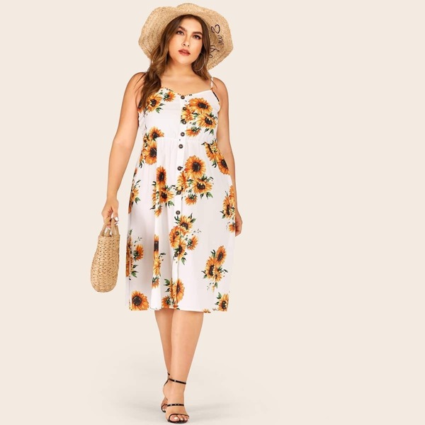 

Plus Sunflower Print Cami Dress