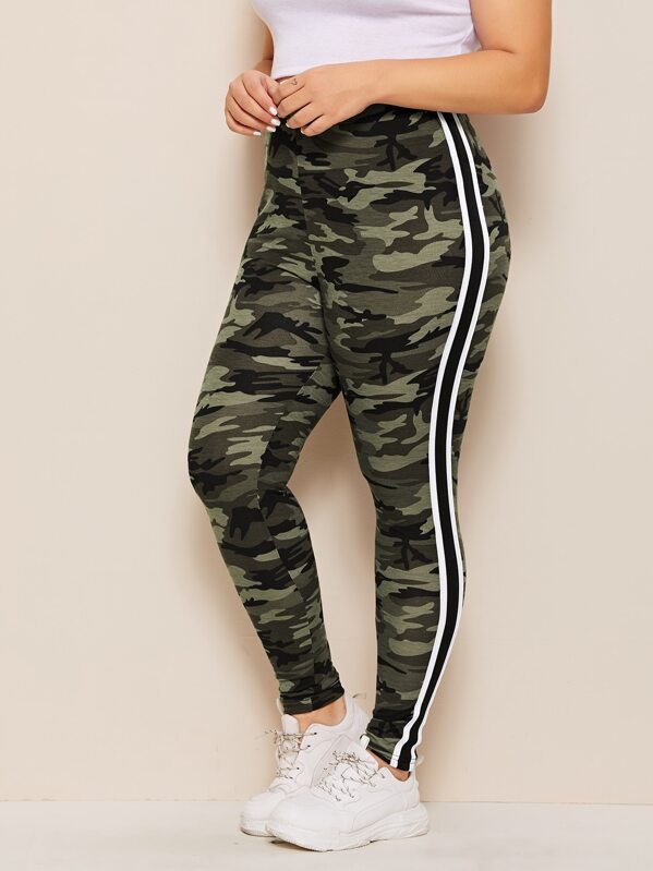 

Plus Side Stripe Camo Print Leggings, Multicolor, Carol