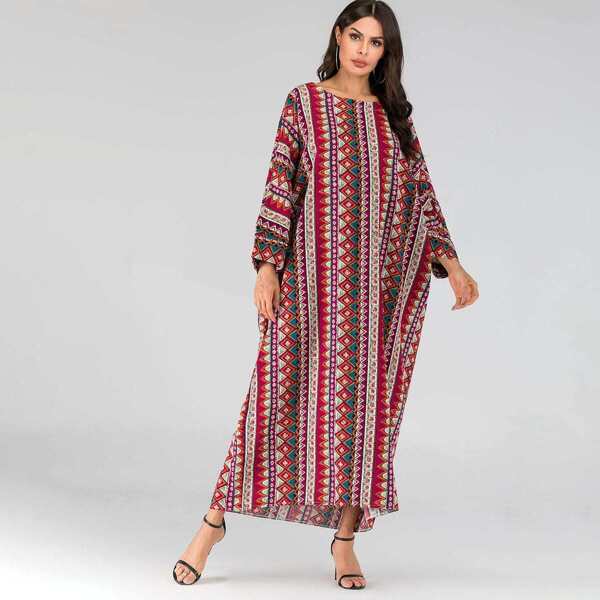 

Argyle Print Oversized Maxi Dress