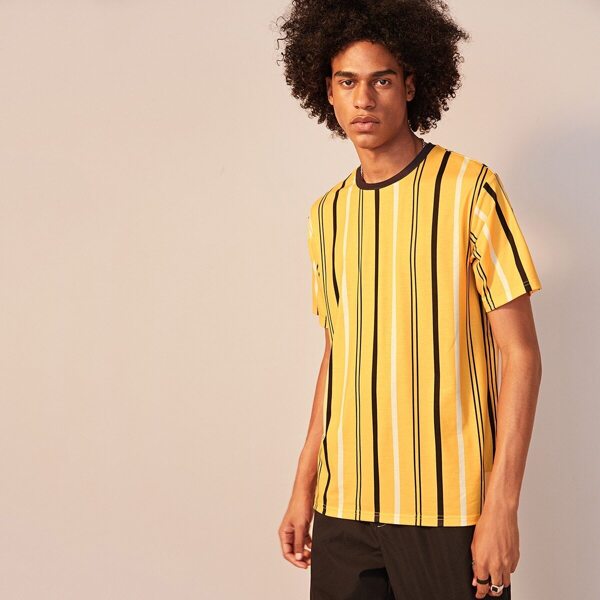 

Men Contrast Neck Striped Tee