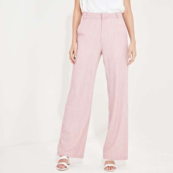 

Wide Leg Pocket Detail Pants, Pink pastel