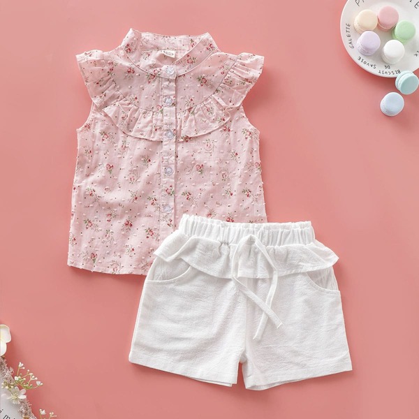 

Toddler Girls Ditsy Floral Ruffle Blouse & Shorts