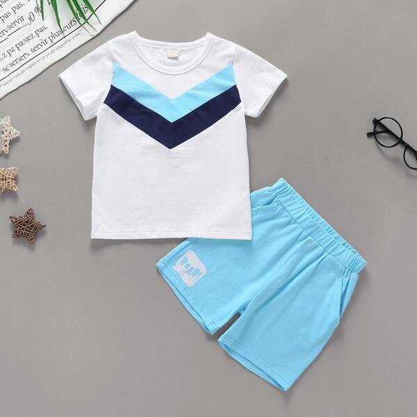 

Toddler Boys Contrast Panel Tee & Shorts
