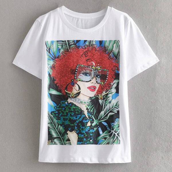 

Figure & Tropical Print Tee
